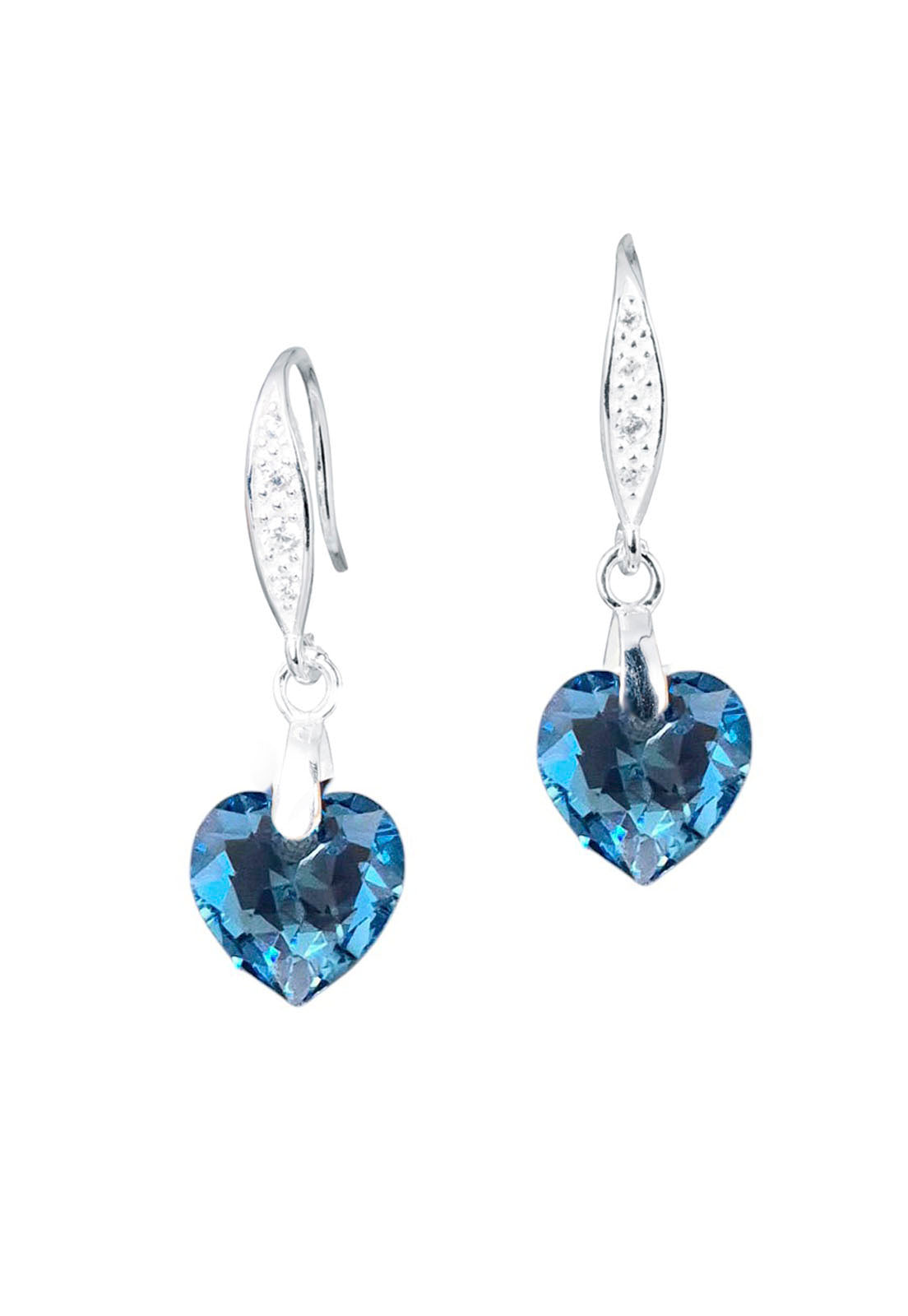 Aros Amor Plata Italiana 925 Cristal Genuino Aquamarine