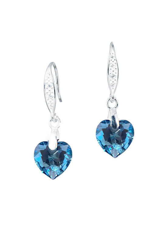 Aros Amor Plata Italiana 925 Cristal Genuino Aquamarine