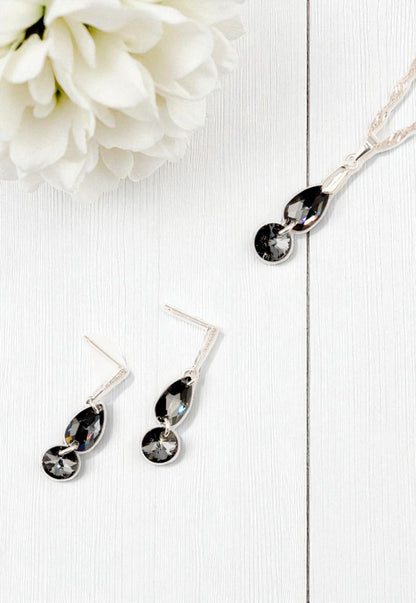 Conjunto Manuela Plata 925 Cristal Genuino Silver Night