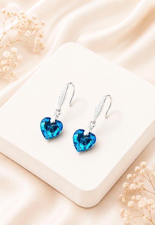 Aros Amor Plata 925 Cristal Swarovski® Aquamarine