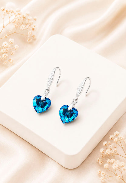 Aros Amor Plata 925 Cristal Swarovski® Aquamarine