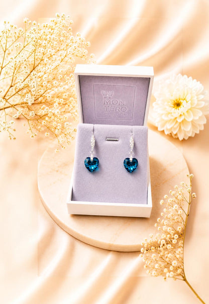 Aros Amor Plata 925 Cristal Swarovski® Aquamarine