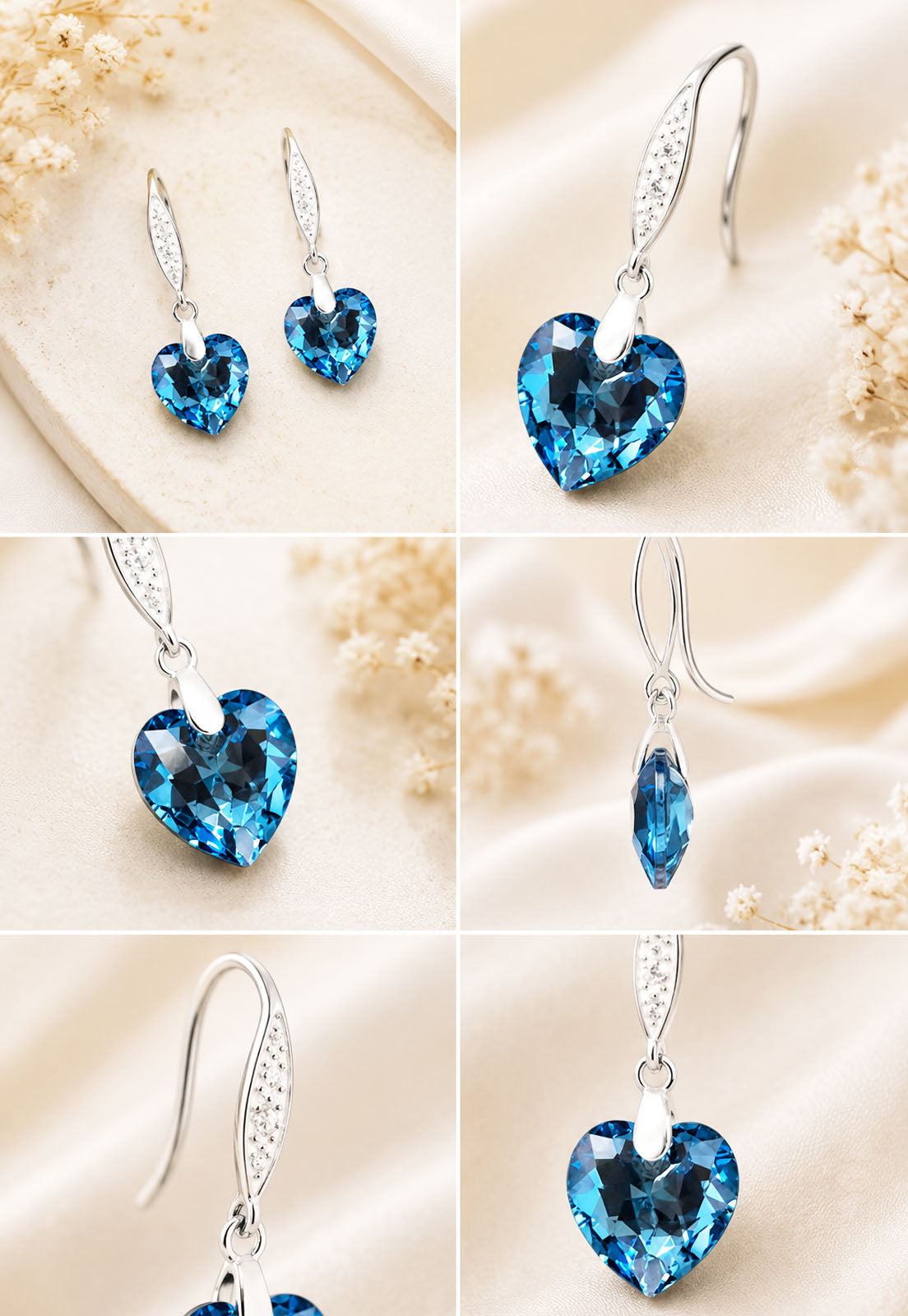 Aros Amor Plata 925 Cristal Swarovski® Aquamarine