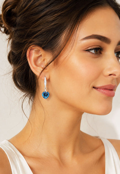 Aros Amor Plata 925 Cristal Swarovski® Aquamarine