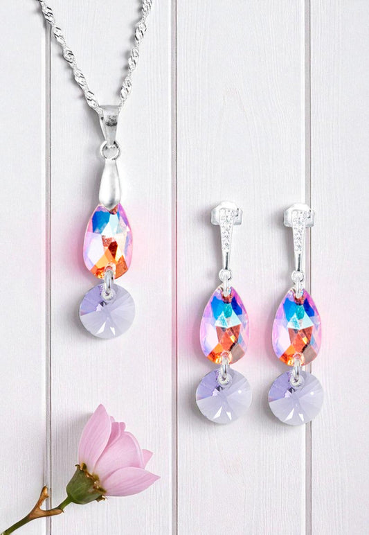 Conjunto Manuela Plata 925 Cristal Swarovski®  Light Rose