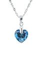 Collar Amor Plata Italiana 925 Cristal Genuino Aquamarine