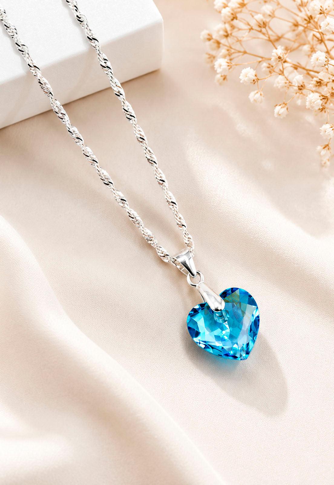 Collar Amor Plata 925 Cristal Swarovski® Aquamarine