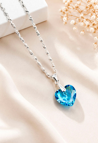 Collar Amor Plata 925 Cristal Swarovski® Aquamarine