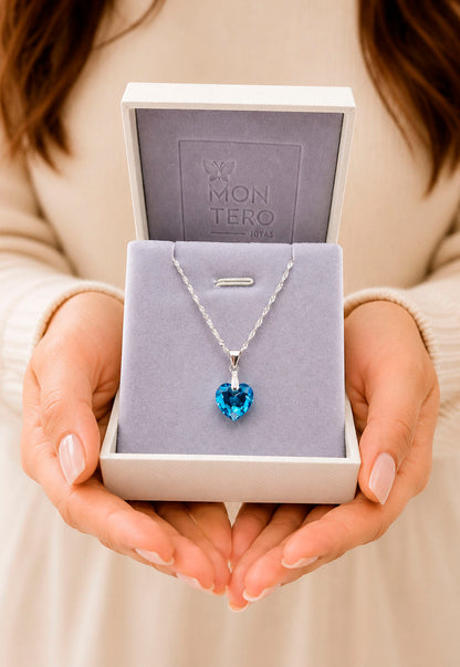 Collar Amor Plata 925 Cristal Swarovski® Aquamarine
