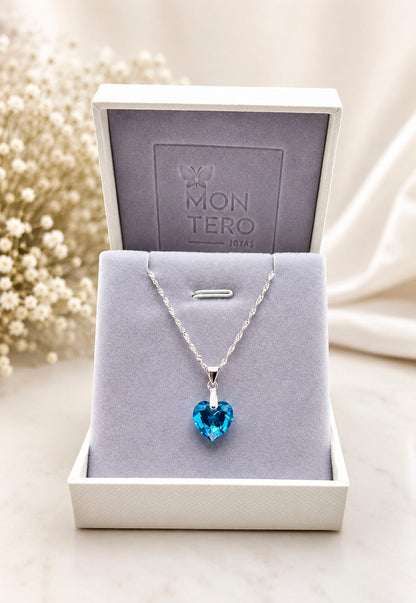 Collar Amor Plata 925 Cristal Swarovski® Aquamarine