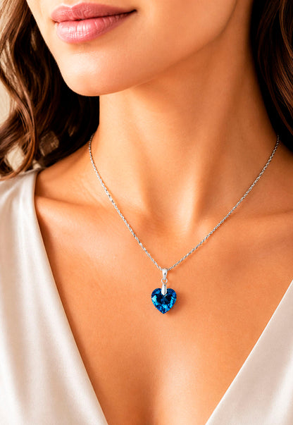 Collar Amor Plata 925 Cristal Swarovski® Aquamarine
