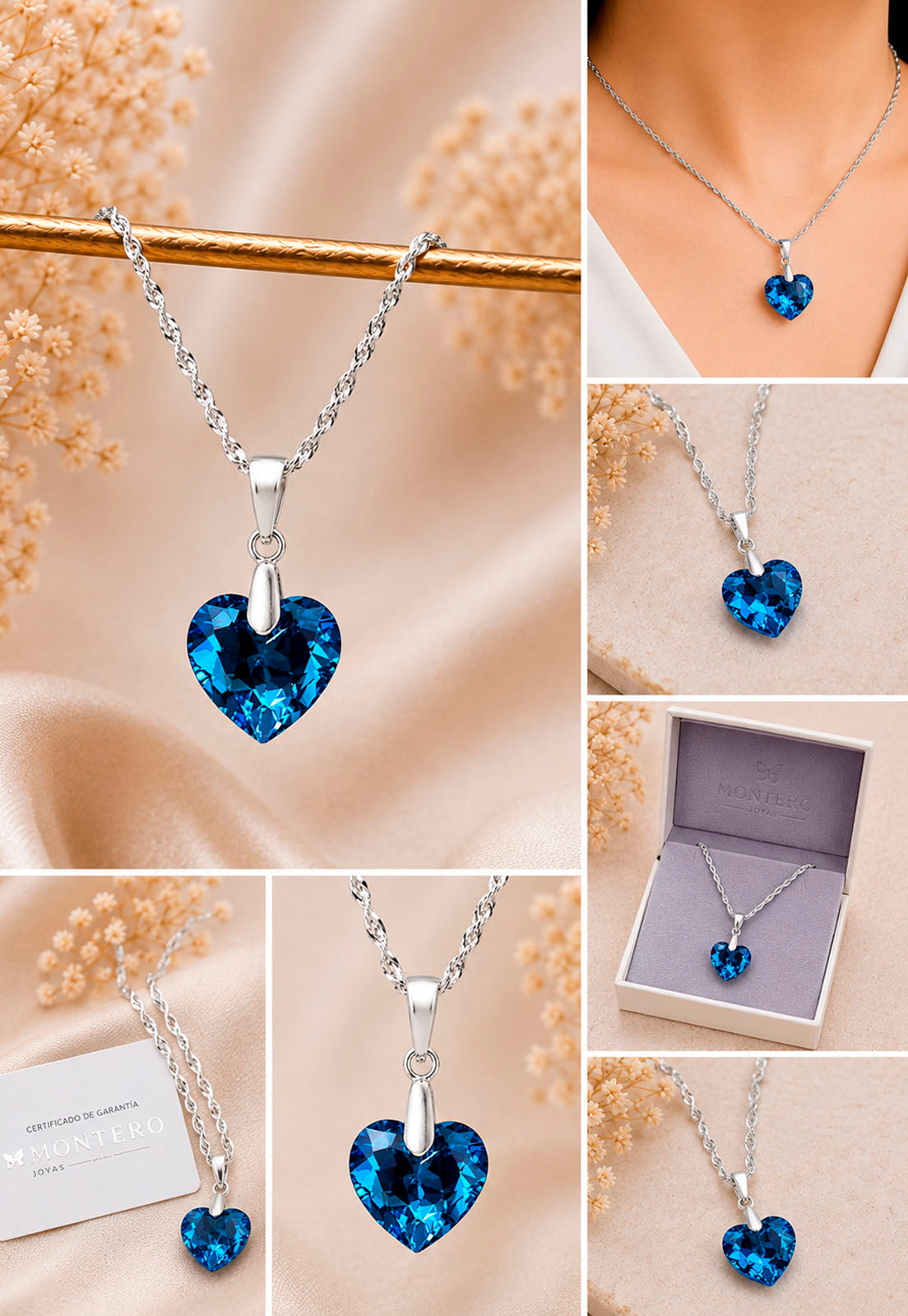 Collar Amor Plata 925 Cristal Swarovski® Aquamarine
