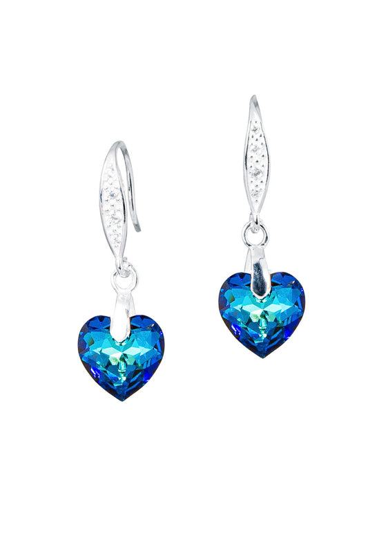 Aros Amor Plata 925 Cristal Swarovski® Bermuda Blue
