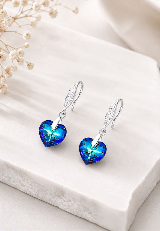 Aros Amor Plata 925 Cristal Swarovski® Bermuda Blue
