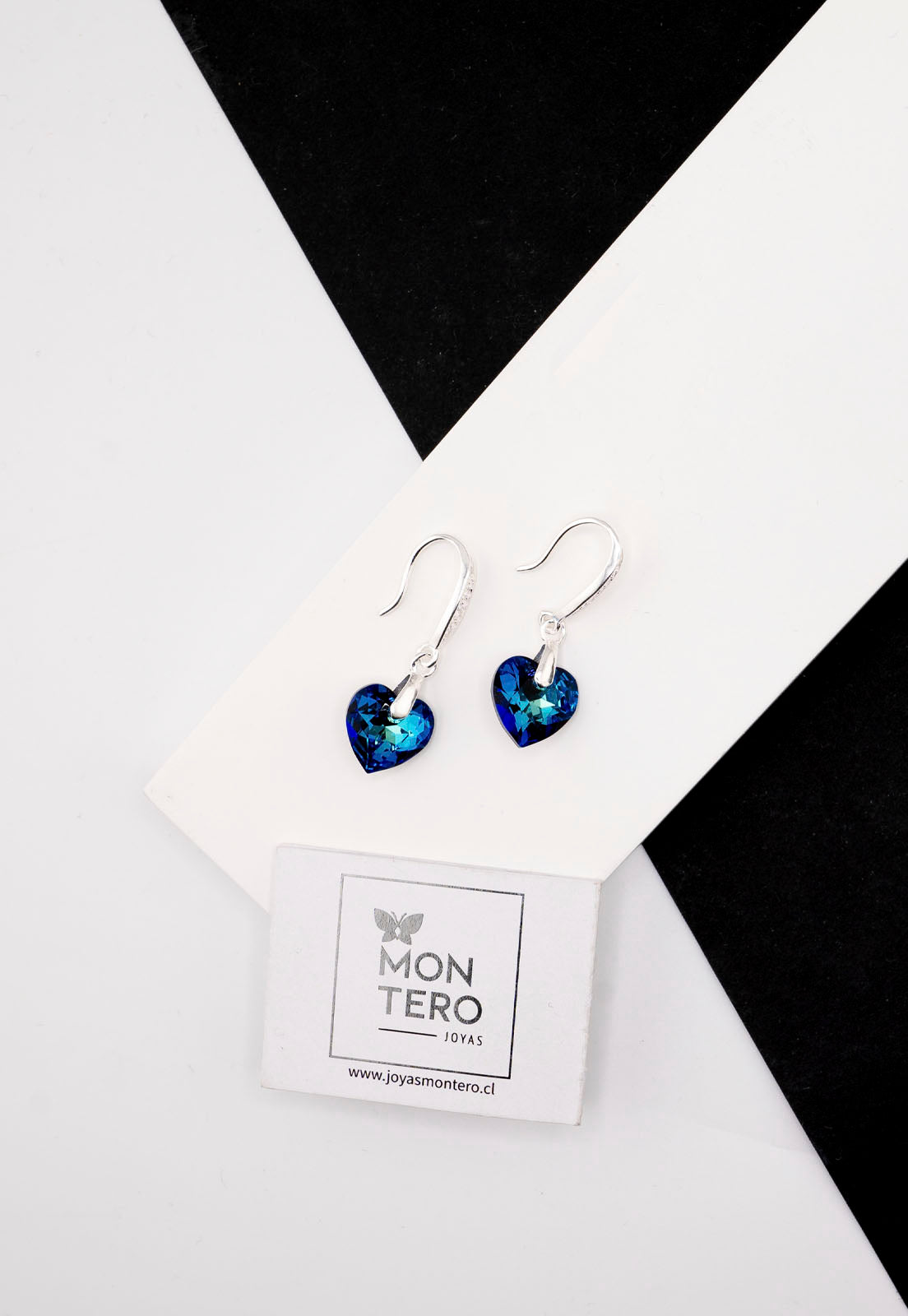Aros Amor Plata 925 Cristales Genuinos Bermuda Blue