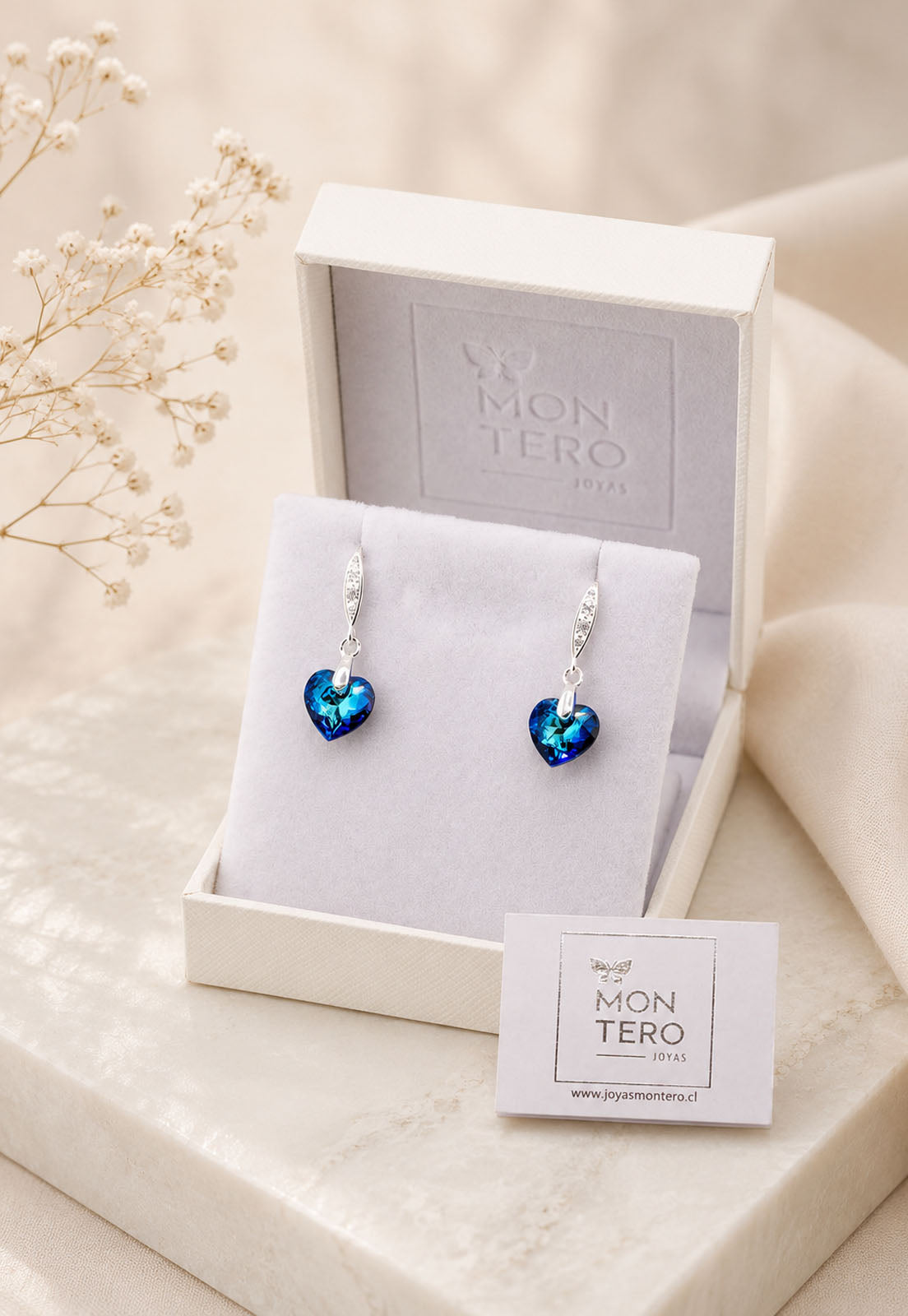 Aros Amor Plata 925 Cristal Swarovski® Bermuda Blue