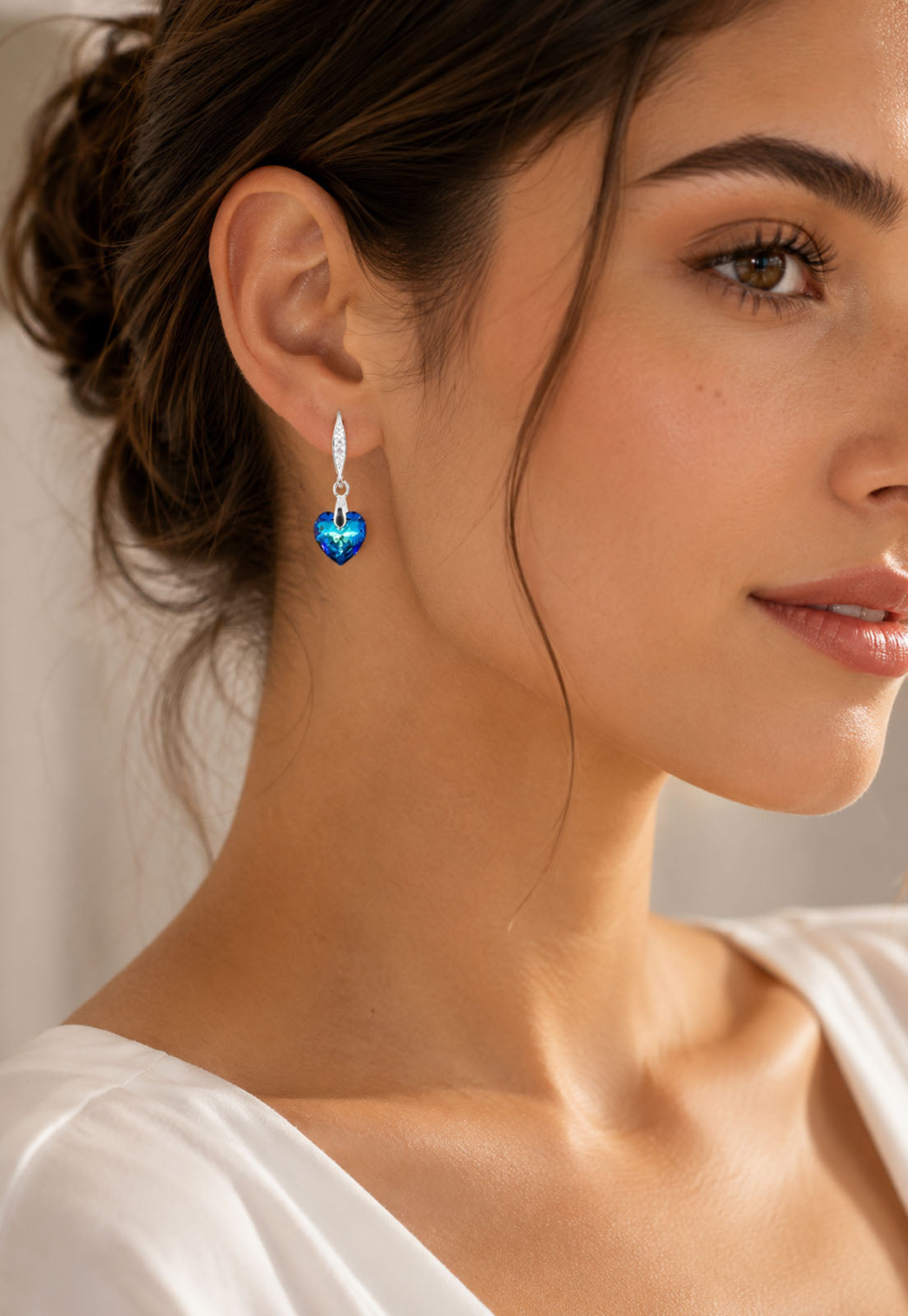 Aros Amor Plata 925 Cristal Swarovski® Bermuda Blue