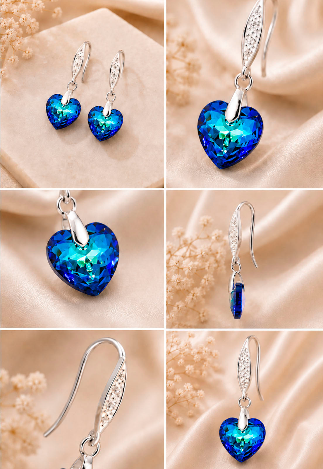 Aros Amor Plata 925 Cristal Swarovski® Bermuda Blue