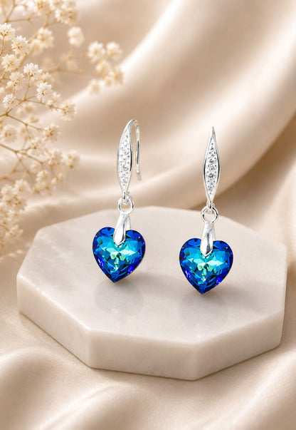 Aros Amor Plata 925 Cristal Swarovski® Bermuda Blue