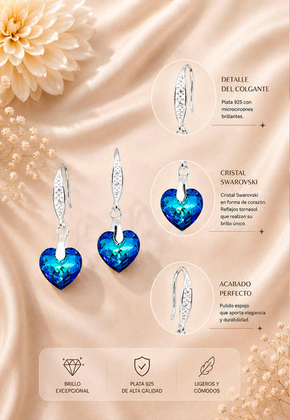 Aros Amor Plata 925 Cristal Swarovski® Bermuda Blue