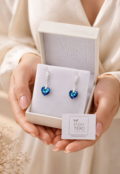 Aros Amor Plata 925 Cristal Swarovski® Bermuda Blue