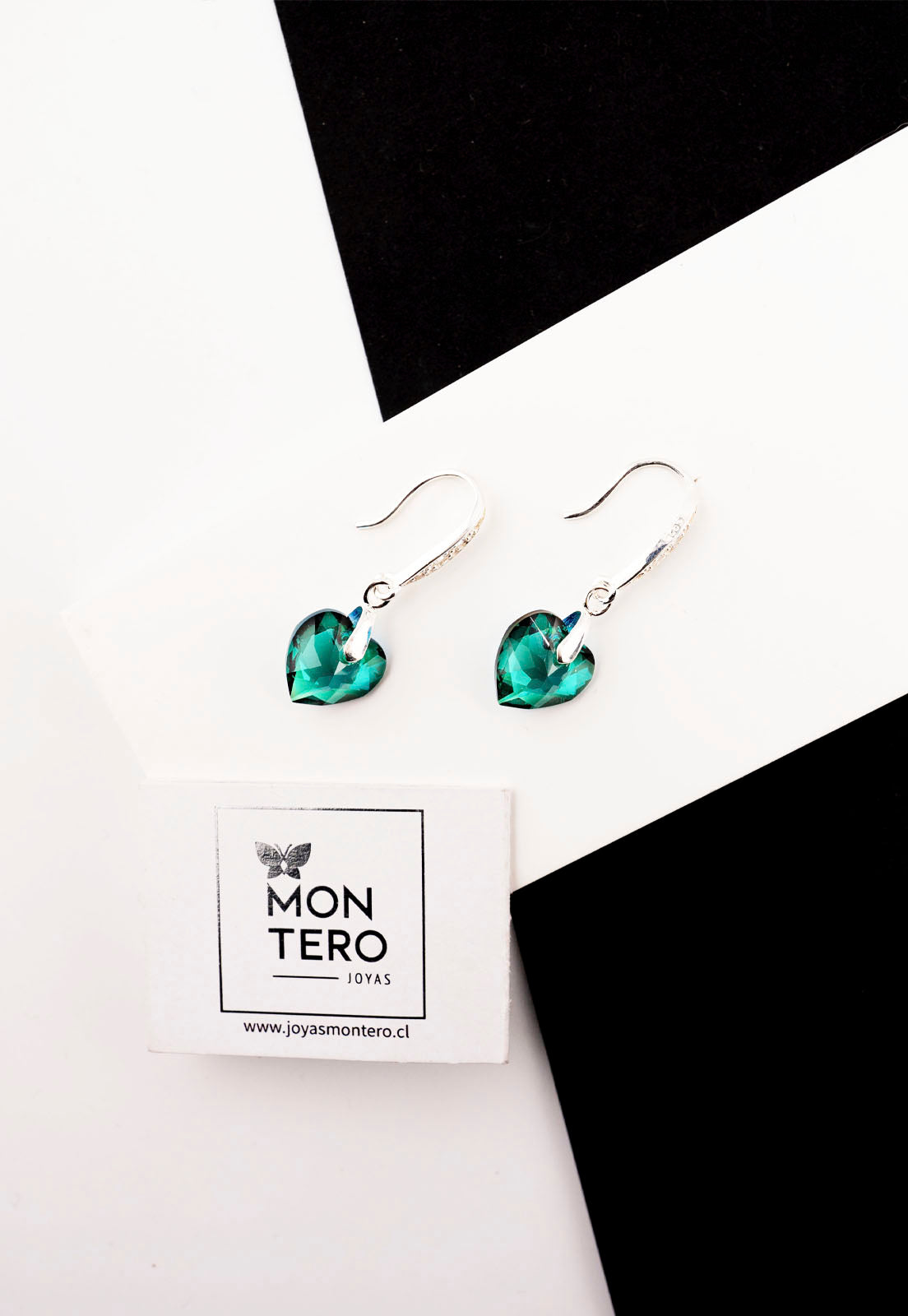 Aros Amor Plata 925 Cristales Genuinos Emerald