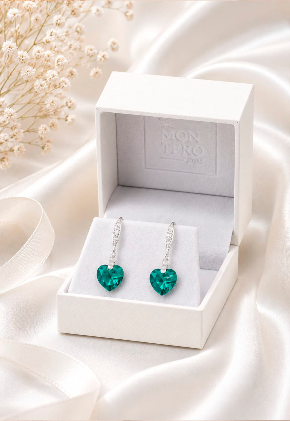 Aros Amor Plata 925 Cristal Swarovski® Emerald