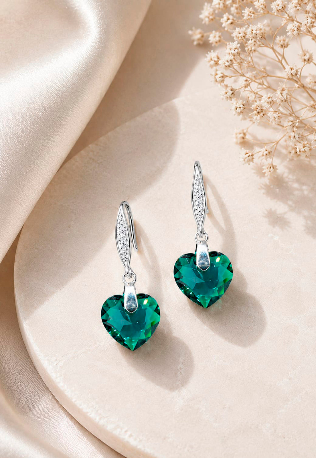 Aros Amor Plata 925 Cristal Swarovski® Emerald