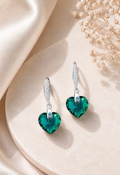 Aros Amor Plata 925 Cristal Swarovski® Emerald