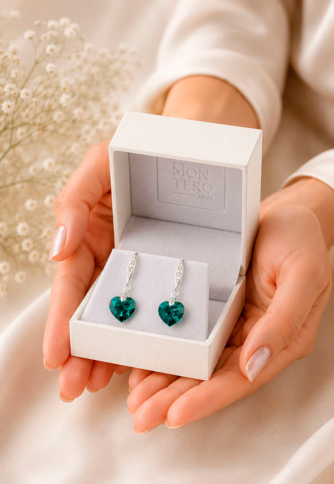 Aros Amor Plata 925 Cristal Swarovski® Emerald