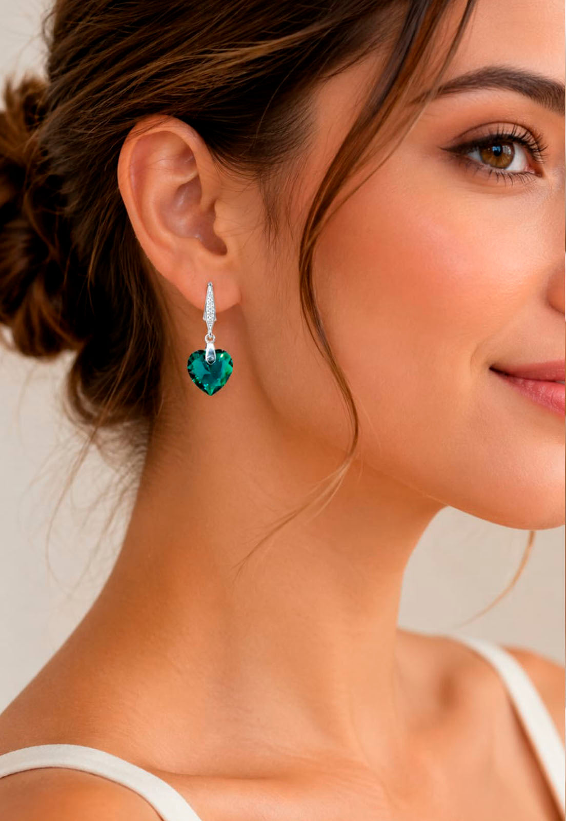 Aros Amor Plata 925 Cristal Swarovski® Emerald