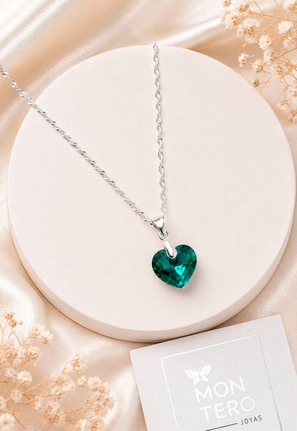 Collar Amor Plata 925 Cristal Swarovski® Emerald