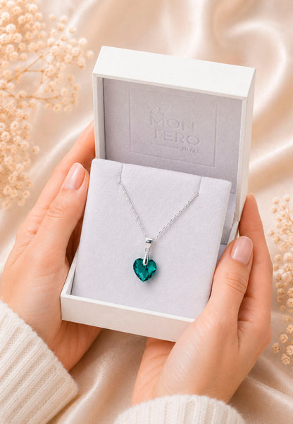 Collar Amor Plata 925 Cristal Swarovski® Emerald