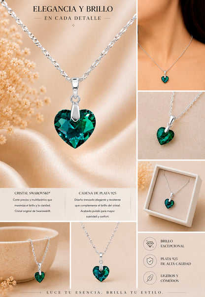 Collar Amor Plata 925 Cristal Swarovski® Emerald