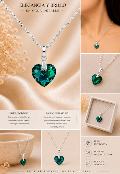 Collar Amor Plata 925 Cristal Swarovski® Emerald