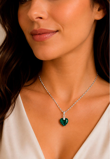 Collar Amor Plata 925 Cristal Swarovski® Emerald