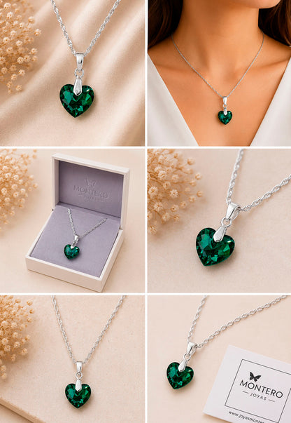Collar Amor Plata 925 Cristal Swarovski® Emerald