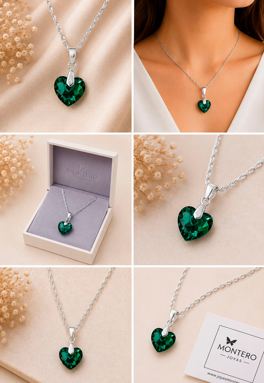 Collar Amor Plata 925 Cristal Swarovski® Emerald