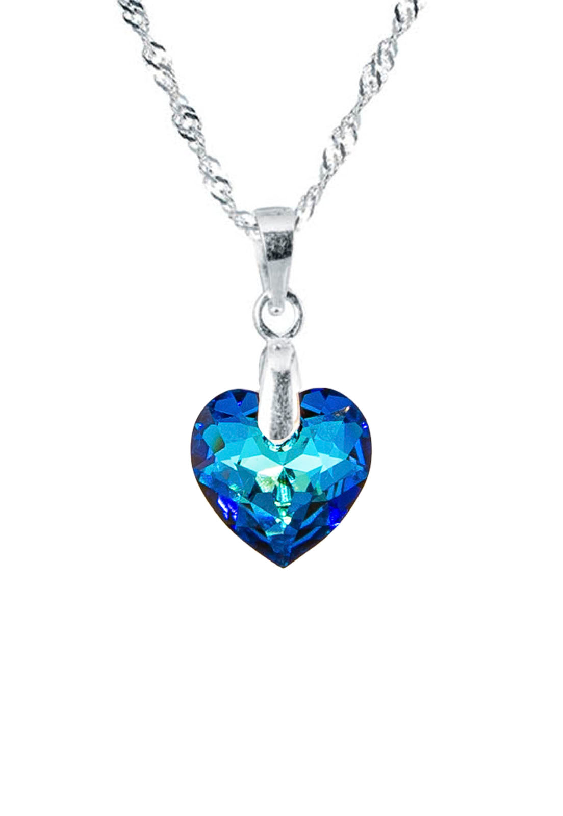 Collar Amor Plata 925 Cristal Genuino Bermuda Blue