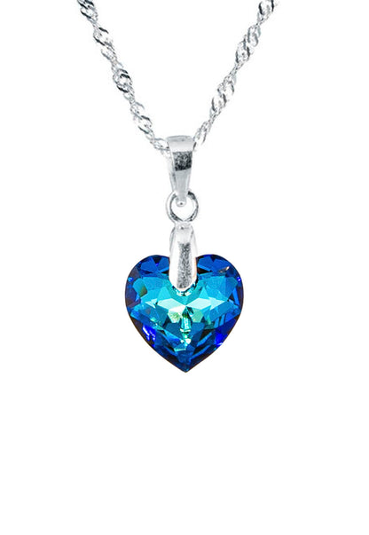 Collar Amor Plata 925 Cristal Genuino Bermuda Blue