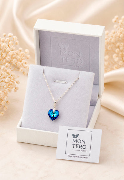 Collar Amor Plata 925 Cristal Swarovski® Bermuda Blue