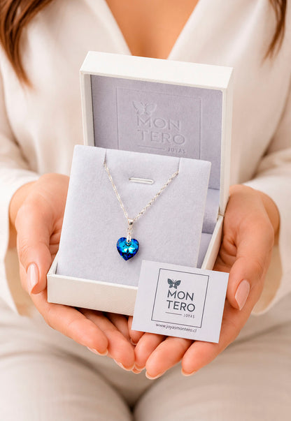 Collar Amor Plata 925 Cristal Swarovski® Bermuda Blue
