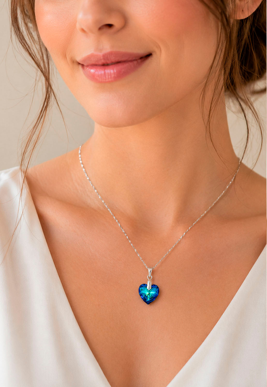 Collar Amor Plata 925 Cristal Swarovski® Bermuda Blue