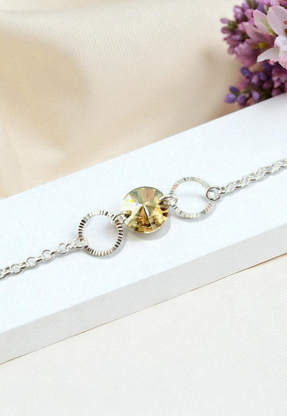 Pulsera Rafaela Plata Italiana Cristal Genuino