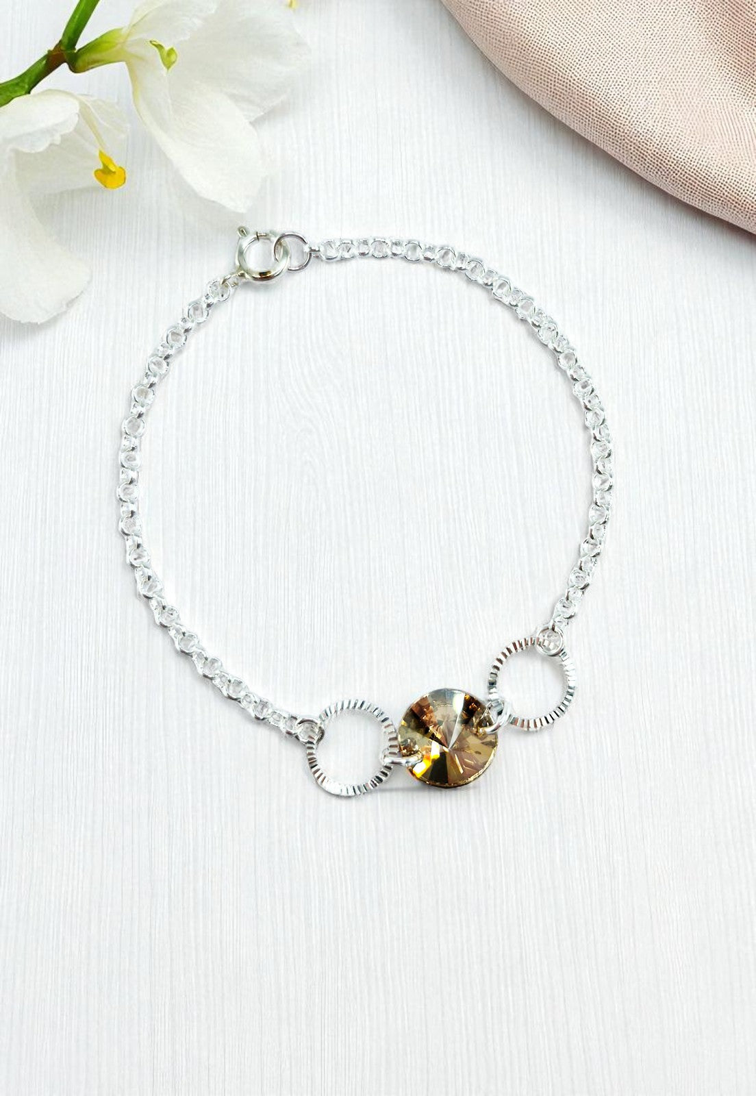 Pulsera Rafaela Plata 925 Cristal Swarovski® Golden Shadow