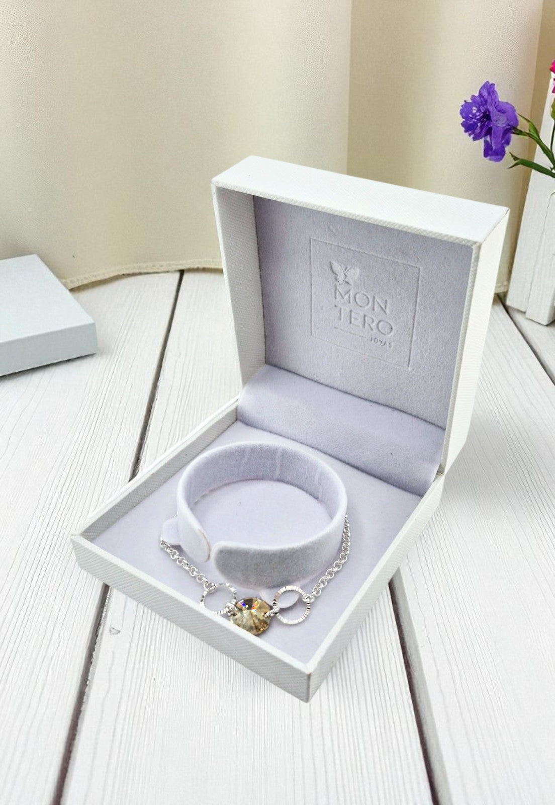 Pulsera Rafaela Plata Italiana Cristal Genuino