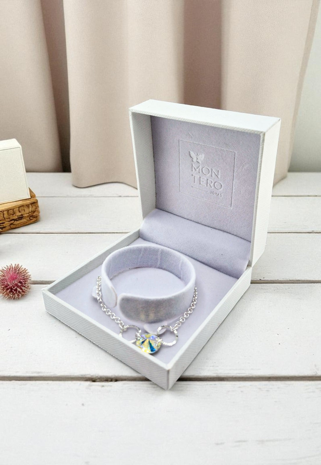 Pulsera Rafaela Boreal Plata Italiana Cristal Genuino