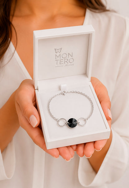Pulsera Rafaela Plata 925 Cristal Swarovski® Jet