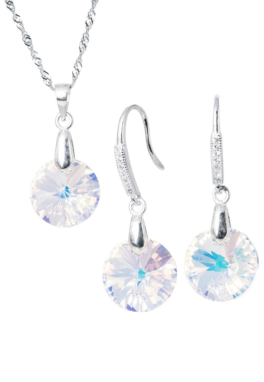Conjunto Madrid Plata 925 Cristal Swarovski®  Aurora Boreal