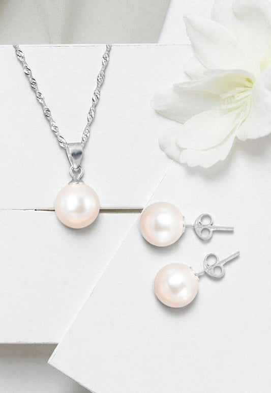 Conjunto Viena Plata 925 Perla Swarovski® Cream